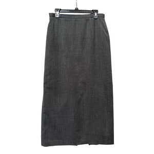 Vtg Rafaella Houndstooth Wool‎ Pencil Skirt 12 Gray Maxi Career Office Academia